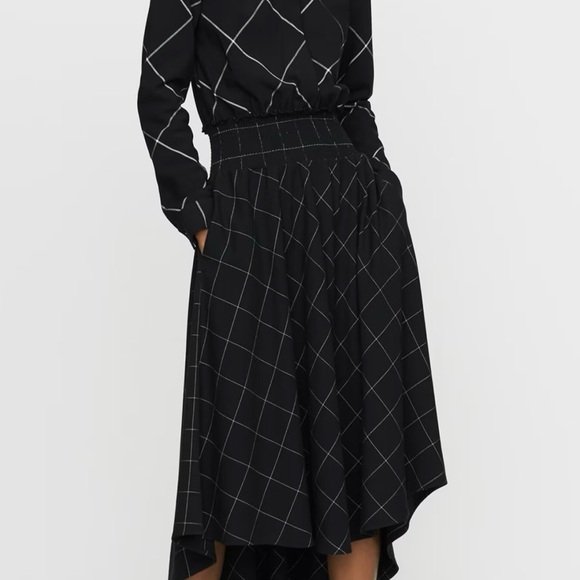 NWOT Maje Ralek Checked Asymmetric Midi Shirt Dress - Picture 2 of 11